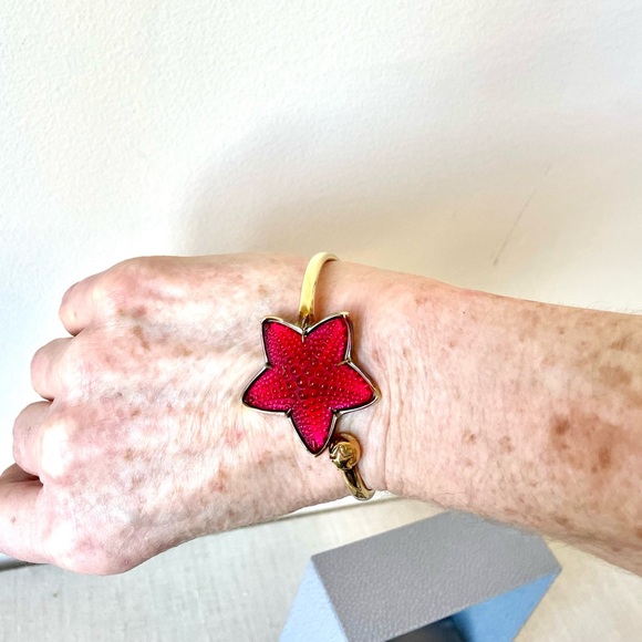 Modernist Lalique Gold Red Starfish Bracelet - Picture 5 of 5